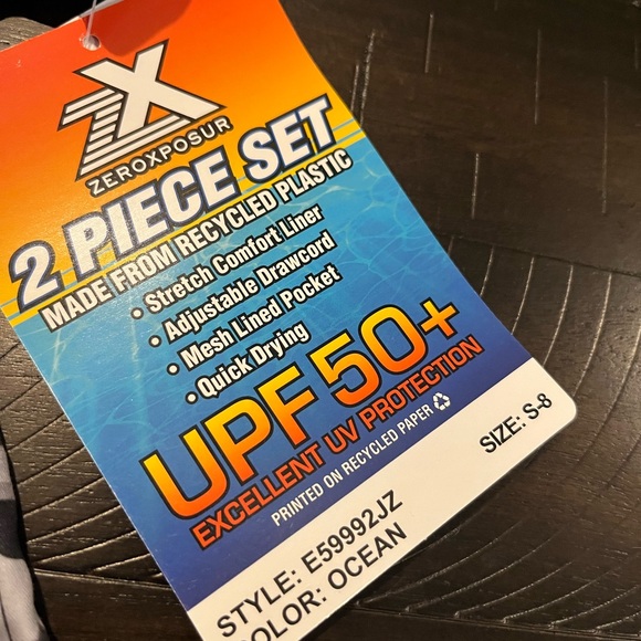 NWT ZeroXposur Boys 8 14/16 18 Swim Rashguard Bathing Suit Set UPF 30+ Trunks - Picture 10 of 11